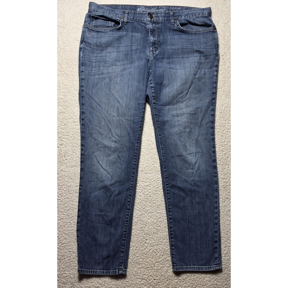 Eddie Bauer Womens 14 Medium Wash Straight Leg Denim Jeans Blue Everyday Casual